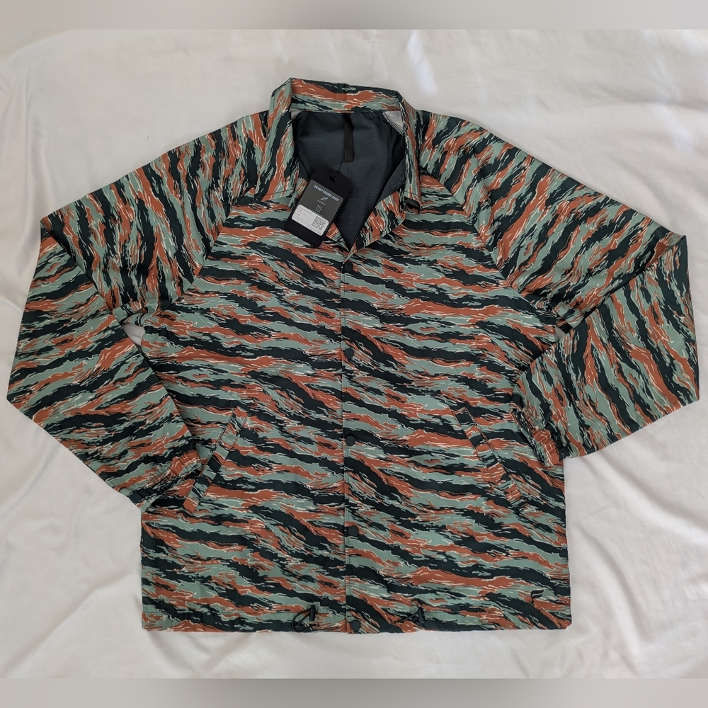 FABLETICS The Only Coaches Jacket Green Orange Tiger Camo Print Water-Resistant - Picture 4 of 13